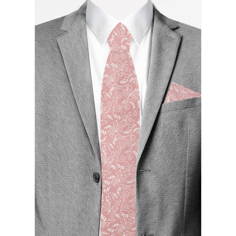 Jacob Alexander Men's Regular Floral Neck Tie - Dusty Rose - Image 3